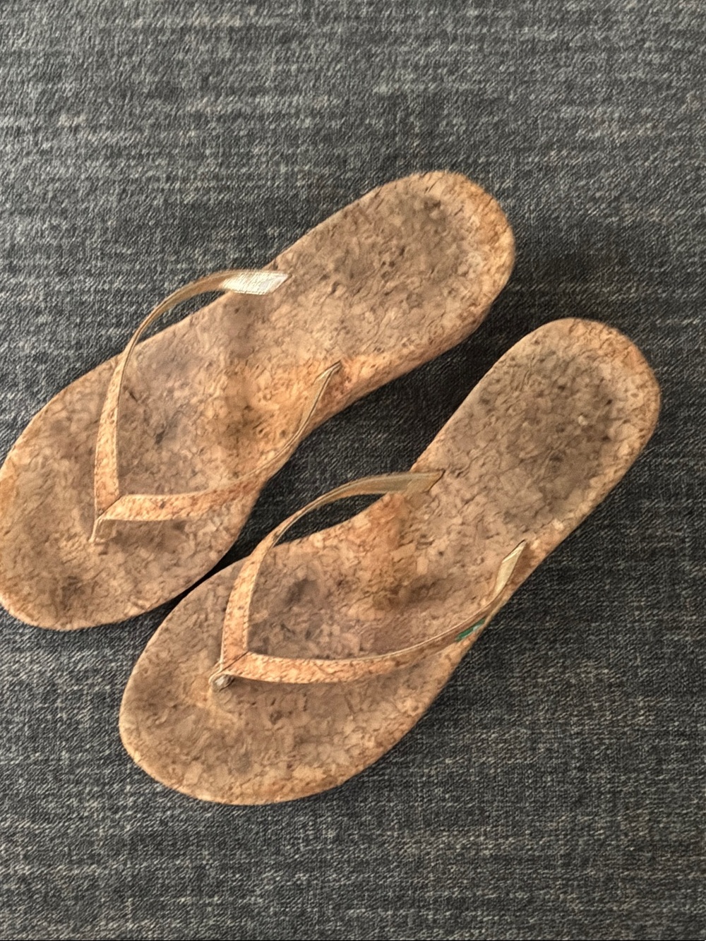 Sanuk Cork-Textured Tan Thong Sandals